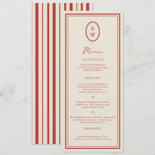 Tomate Rot Monogramm Lange Hochzeitsmenükarte Einladung