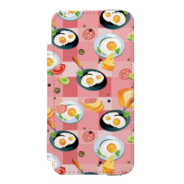 Tomate-und Spiegelei-Muster Incipio iPhone Geldbeutel-Hülle (Folio Vorderseite)