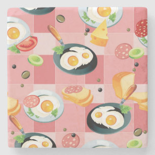 Tomate-und Spiegelei-Muster Steinuntersetzer