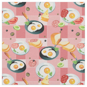 Tomate-und Spiegelei-Muster Stoff