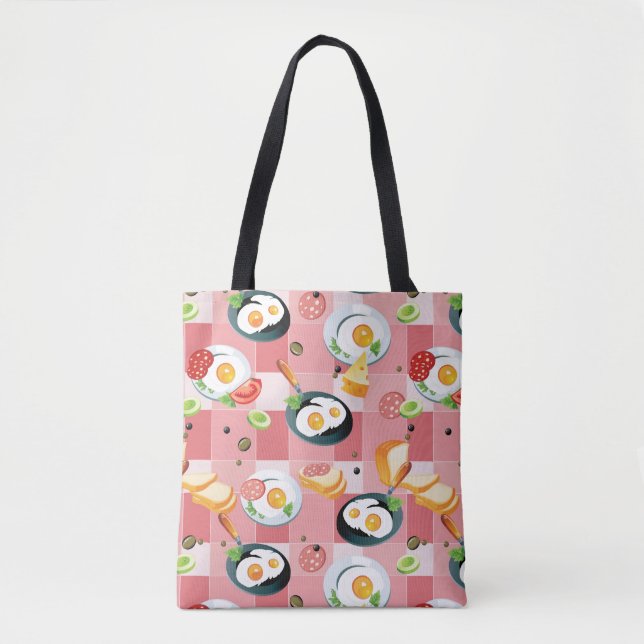 Tomate-und Spiegelei-Muster Tasche (Vorderseite)