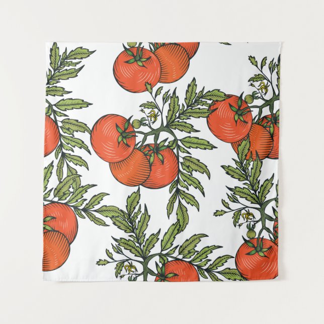Tomate Vintag: Illustration des Agrarmarktes. Wandteppich (Vorderseite)