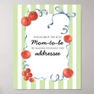 Tomaten-Babyshower-Beschäftigte Mutter Poster