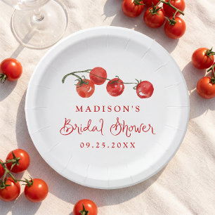 Tomaten-Brautjungfern-Party Frisch von der Rebe Pappteller