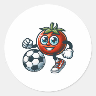 Tomaten-Fußballspieler Süße Cartoon Mit Fußball Runder Aufkleber