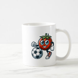 Tomaten-Fußballspieler Süße Cartoon Mit Fußbyll Kaffeetasse