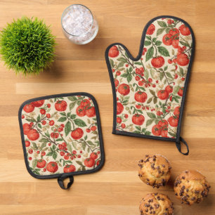 Tomaten Garten, selbst angebaut Ofenhandschuh & Topflappen-Set