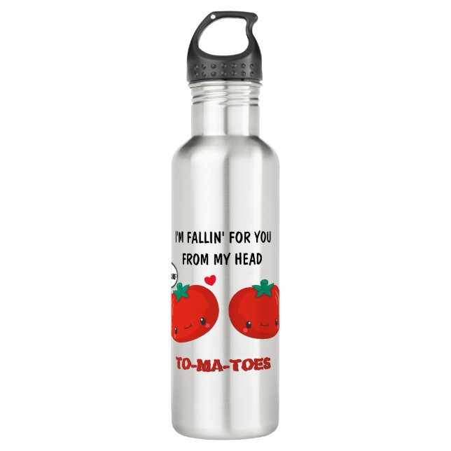 Tomaten in Liebe Niedlich Romantischer Valentinsta Edelstahlflasche (Vorderseite)