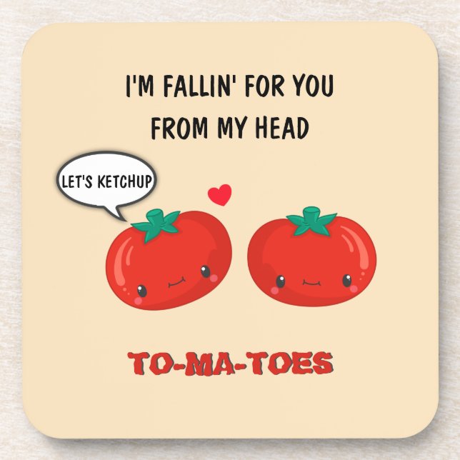 Tomaten in Liebe Niedlich Romantischer Valentinsta Getränkeuntersetzer (Vorderseite)