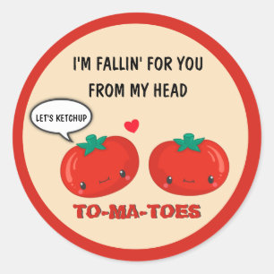 Tomaten in Liebe Niedlich Romantischer Valentinsta Runder Aufkleber