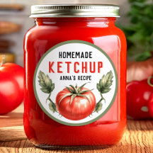 Tomaten-Ketchup-Einmachlabel Wasserfarbe Tomate