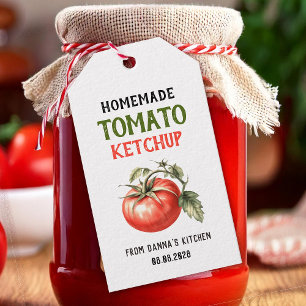 Tomaten-Ketchup-Etikett mit roter Tomate Geschenkanhänger