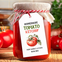 Tomaten-Ketchup-Etikett mit roter Tomate