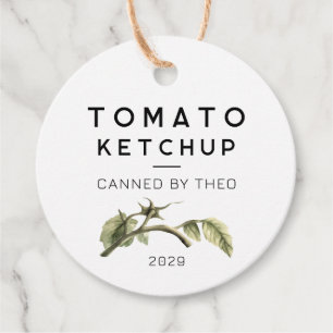 Tomaten-Ketchup-Etikett mit Wasserfarben-Tomatenbl Geschenkanhänger