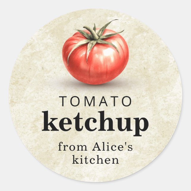 Tomaten-Ketschup, hausgemacht, Konservenfutter Runder Aufkleber (Vorderseite)