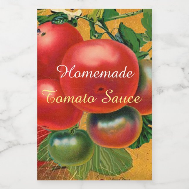 TOMATEN KÜCHENHALTUNG ,KANN,TOMATENSAUCE LEBENSMITTELETIKETT (Einzelnes Label)