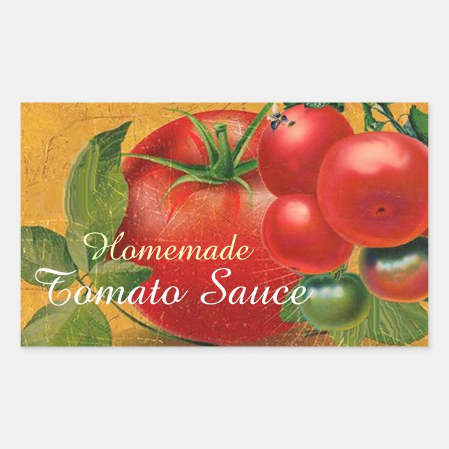 TOMATEN KÜCHENHALTUNG ,KANN,TOMATENSAUCE RECHTECKIGER AUFKLEBER (Vorderseite)