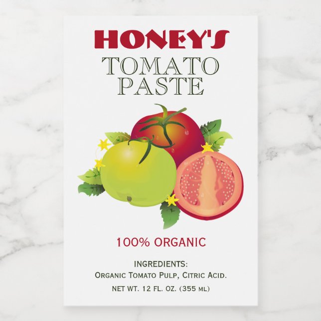 Tomaten Obst Gemüsekonserven Lebensmitteletikett (Einzelnes Label)