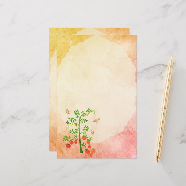 Tomaten/Paradeiser-Pflanze und Bienen 3 (Vorderseite/Rückseite Beispiel)