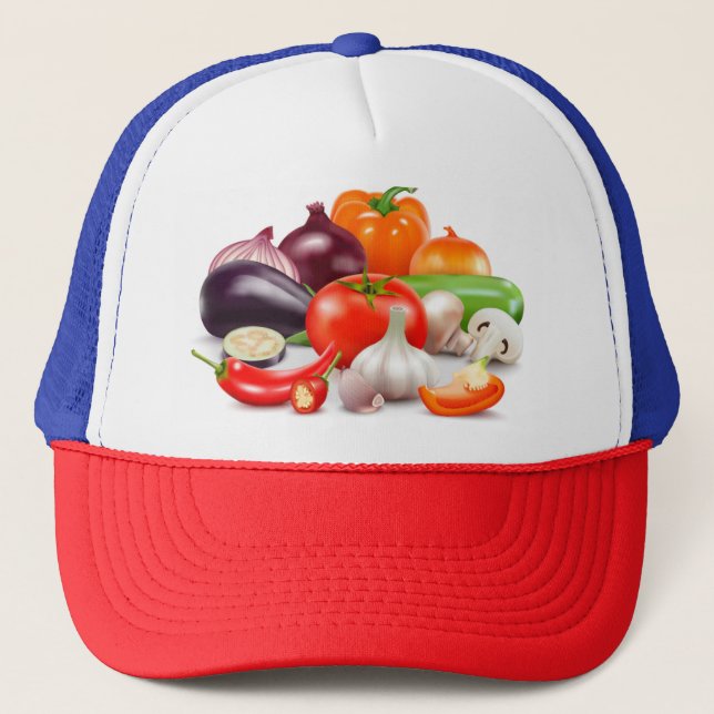 Tomaten/Paradeiser Spargel Rüben Aquarellpflanze Truckerkappe (Vorderseite)