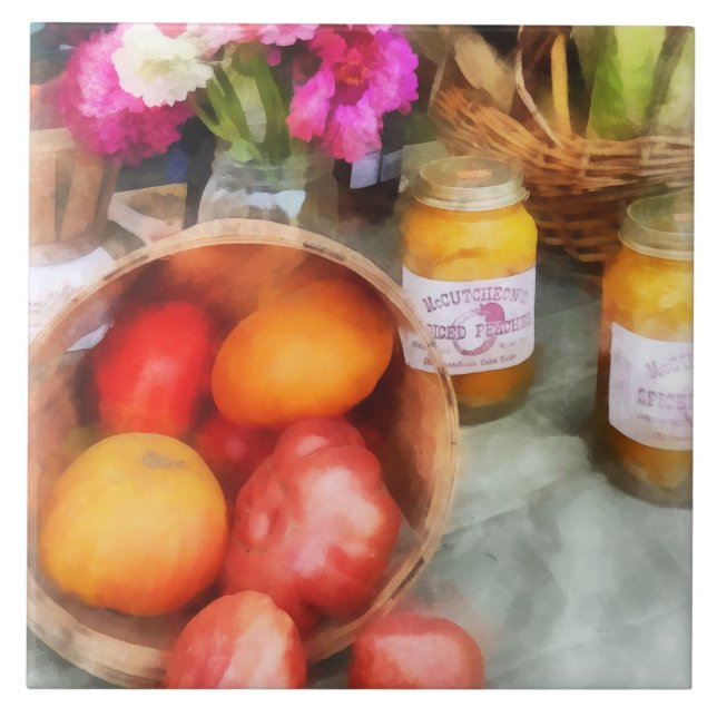 Tomaten/Paradeiser und Pfirsiche Fliese (Vorderseite)