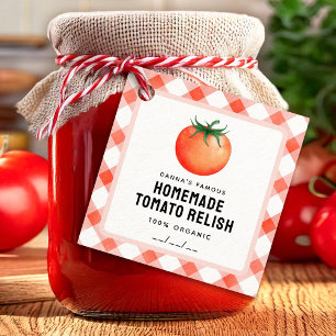Tomaten-Relish-Etikett mit rotem Tomatenfarm-Look Geschenkanhänger
