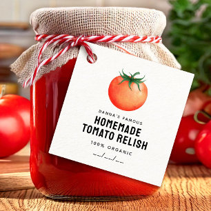 Tomaten-Relish-Etikett mit roter Tomate für eigene Geschenkanhänger