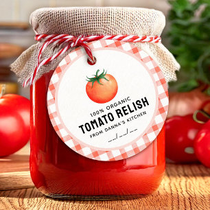 Tomaten-Relish mit Tomate und Karomuster Geschenkanhänger