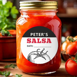 Tomaten-Salsa-Aufkleber mit modernem Design Runder Aufkleber