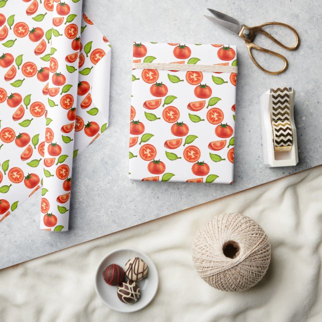 Tomaten und Oregano Geschenkpapier (Kunsthandwerk)