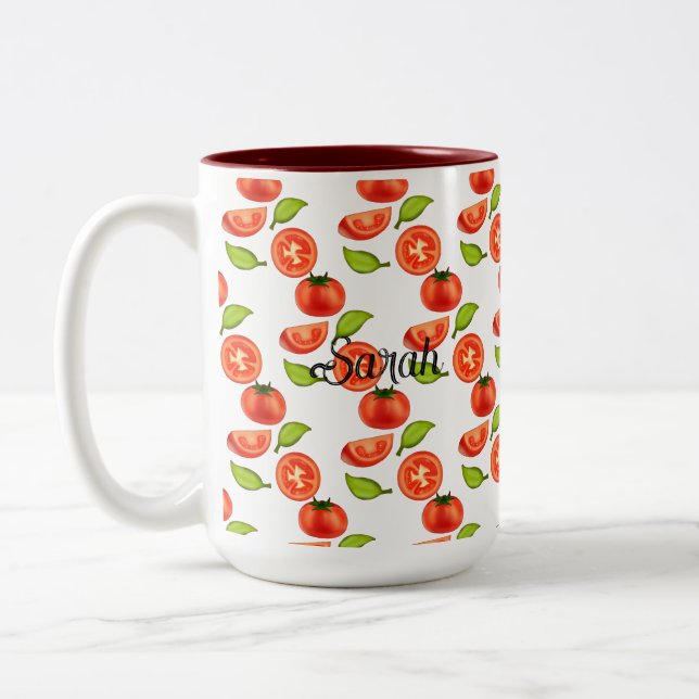 Tomaten und Oregano Zweifarbige Tasse (Links)