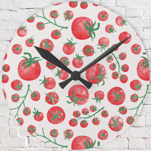 Tomaten Wasserfarbe Mittelmeer Runde Wanduhr