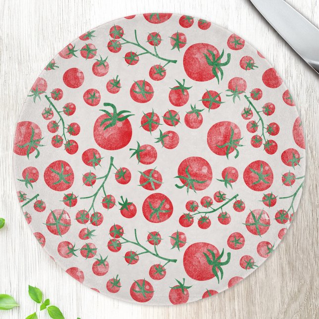Tomaten-Wasserfarbmuster Schneidebrett (Fun Mediterranean summer watercolor tomato pattern cutting board)