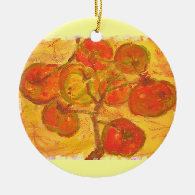 Tomatencluster Aquarell Keramik Ornament (Vorne)