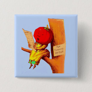 Tomatenführerin mit viktorianischer Visitenkarte Button