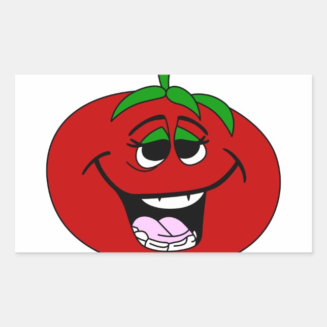 Tomatengesicht Rechteckiger Aufkleber (Vorderseite)