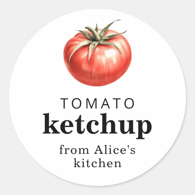 Tomatenketschup, hausgemachte Lebensmittelkennzeic Runder Aufkleber (Vorderseite)