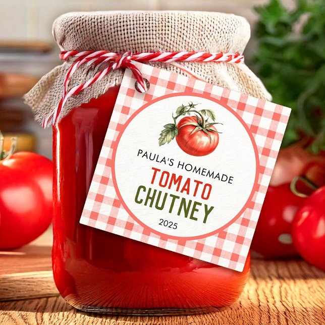 Tomatenküppel, hausgemacht mit karierten Mustern Geschenkanhänger (Von Creator hochgeladen)