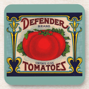 Tomatenmarke Defender der 1910er Jahre Getränkeuntersetzer