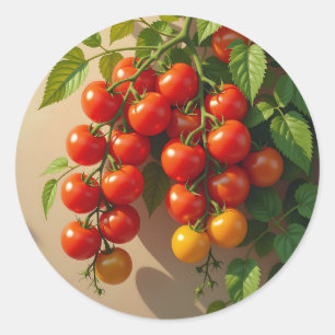 Tomatenpflanzen-Gartenbau-Themen-Sommerstimmung Runder Aufkleber