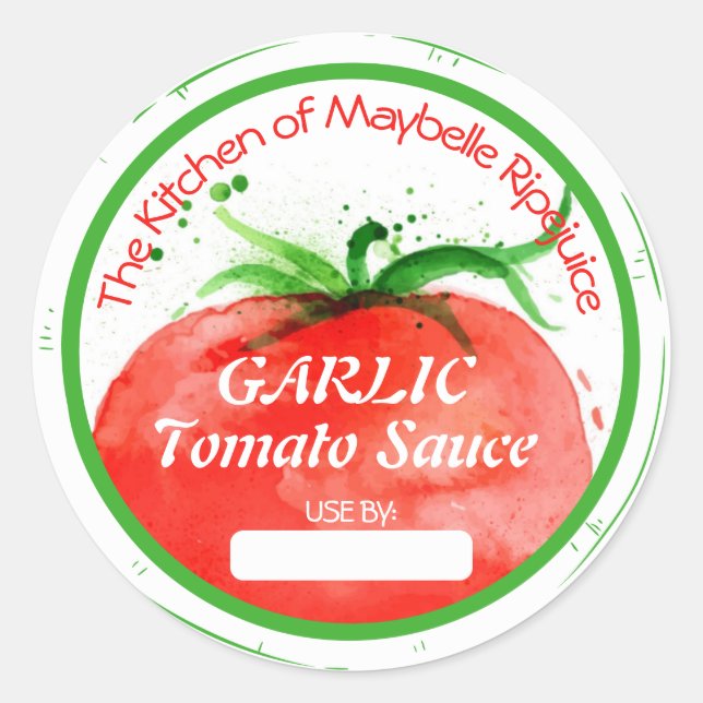 Tomatensoße Salsa Zuhause Konserven Runder Aufkleber (Vorderseite)