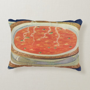 Tomatensuppe mit Erbsen, altes Bild Dekokissen