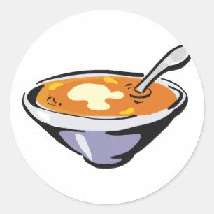 Tomatensuppe mit Löffel Runder Aufkleber