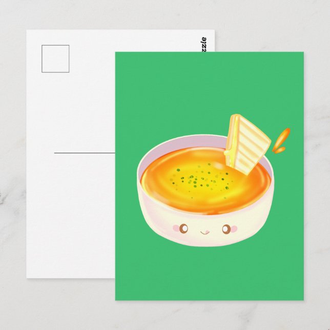 Tomatensuppe und gegrilltes Käsesandwich Postkarte (Vorne/Hinten)