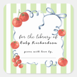 Tomato baby Dusche Für die Bibliothek Quadratischer Aufkleber
