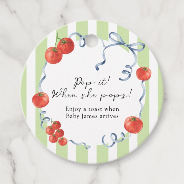 Tomato Baby Shower Pop! Wenn sie Pop Geschenkanhänger (Vorderseite)