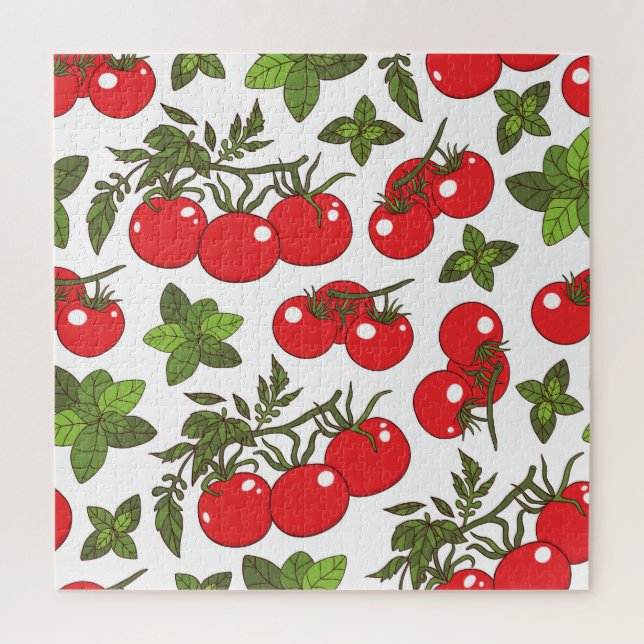 Tomato Basil Seamless Kitchen Muster (Vertikal)