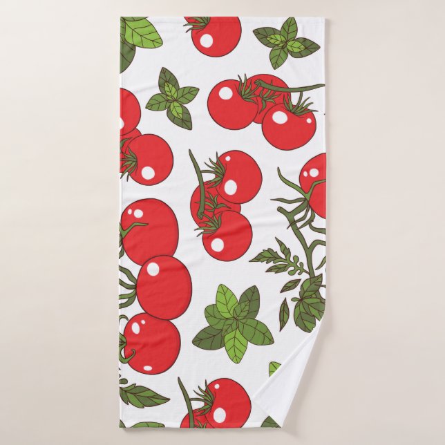 Tomato Basil Seamless Kitchen Muster Badehandtuch (Badehandtuch)