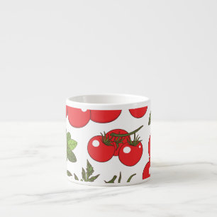 Tomato Basil Seamless Kitchen Muster Espressotasse