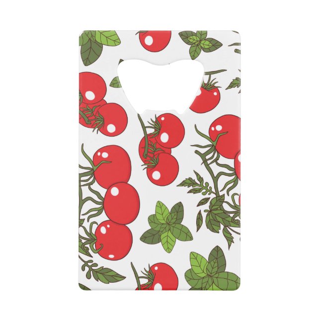 Tomato Basil Seamless Kitchen Muster Geldbeutel Flaschenöffner (Vorderseite)